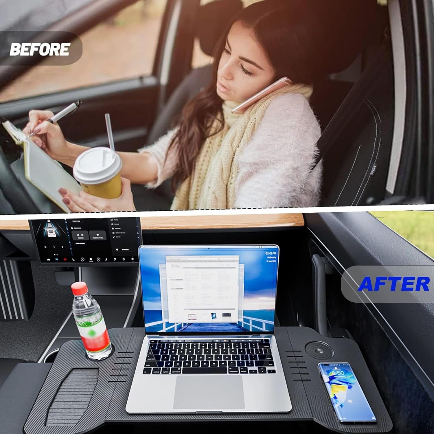 Upgraded Foldable Car Laptop Desk for Tesla Model Y & 3 - Perfect Travel & Remote Work Accessory, Ideal Christmas Gift!