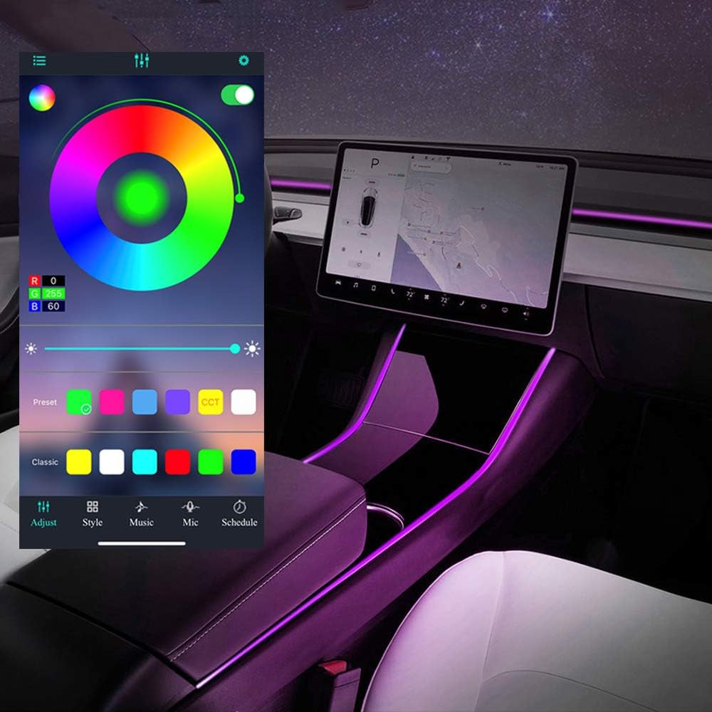 Illuminate Your Tesla: RGB Neon LED Strip Lights for Model 3 & Model Y with App Control