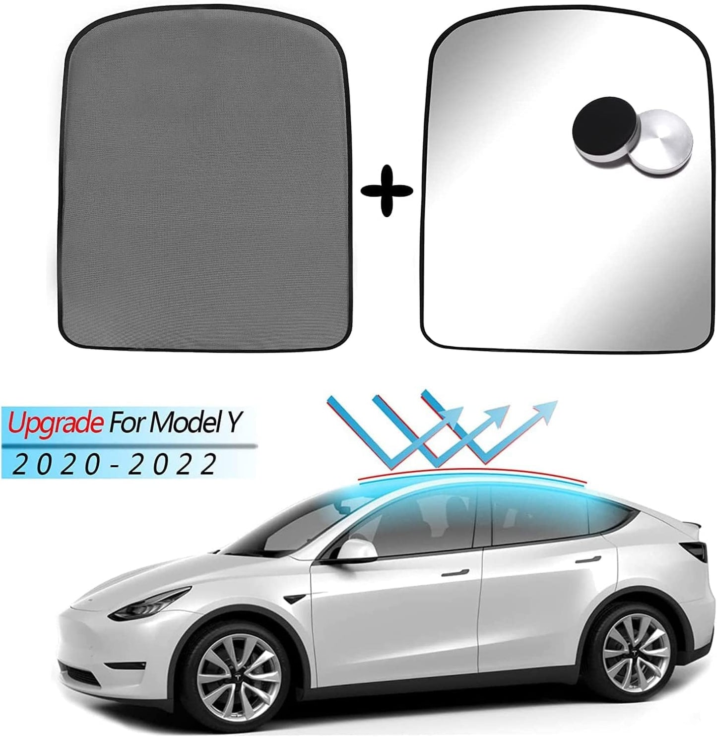 Tesla Model Y Sunshade - Premium Foldable Glass Roof Cover, 99.8% UV Protection, Keeps Your Car Cool, Includes Dustproof Storage Bag (2020-2023)