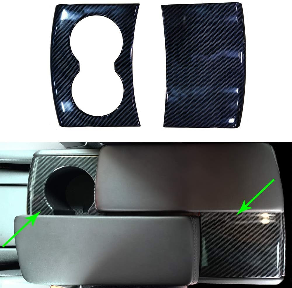 Interior Cup Holder Cover for Tesla Model S Mode X 2016-2020 Car Accessories ABS Imitation Carbon Fiber Inner Decoration (Pack of 2)