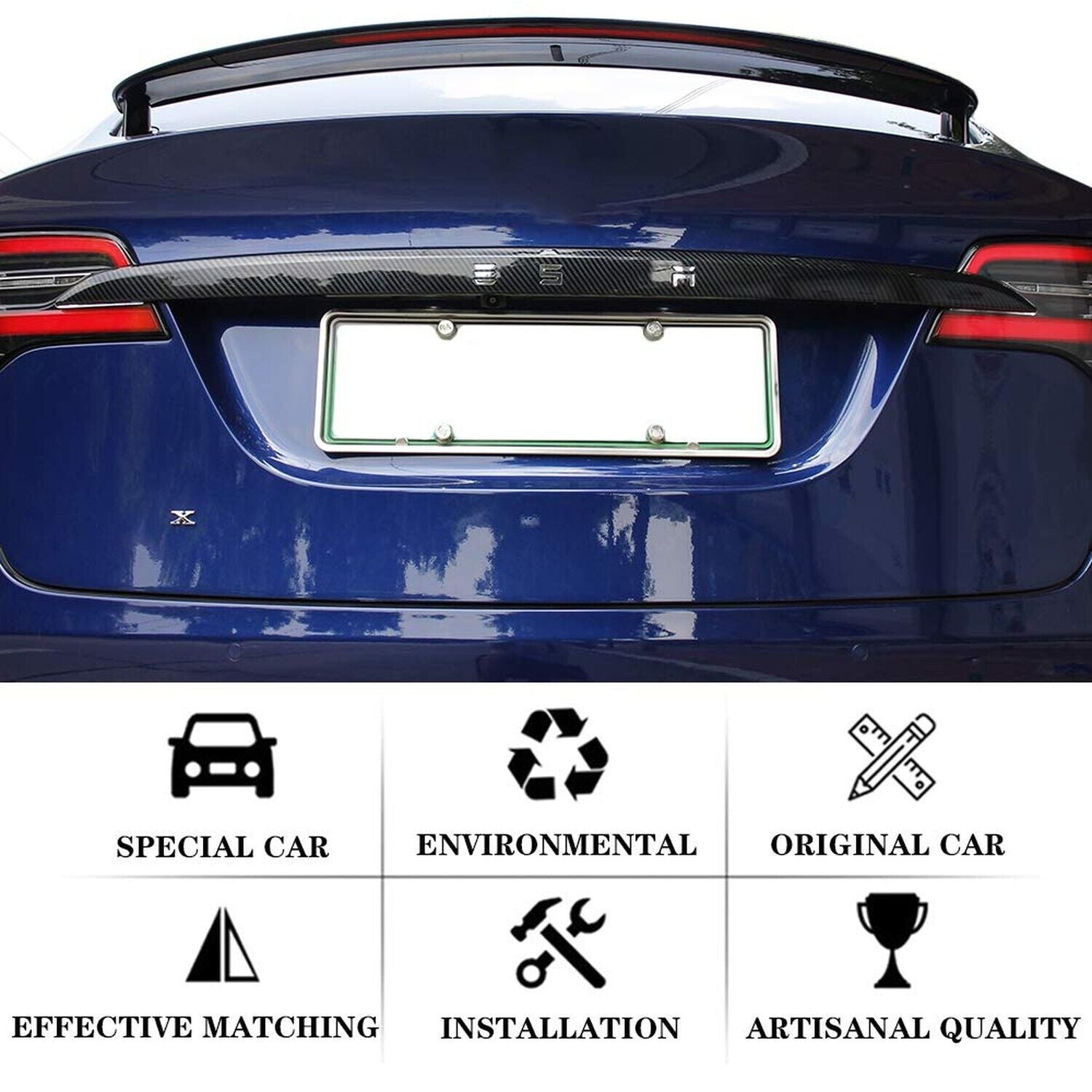 Rear Tailgate Trunk Lid Garnish Trim for Tesla Model X 2018-2020 Car Exterior...