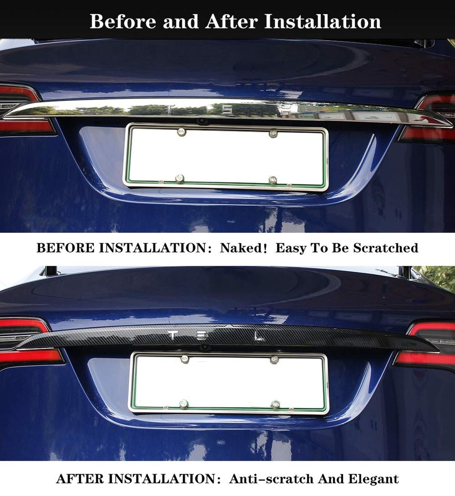 Rear Tailgate Trunk Lid Garnish Trim for Tesla Model X 2018-2020 Car Exterior...