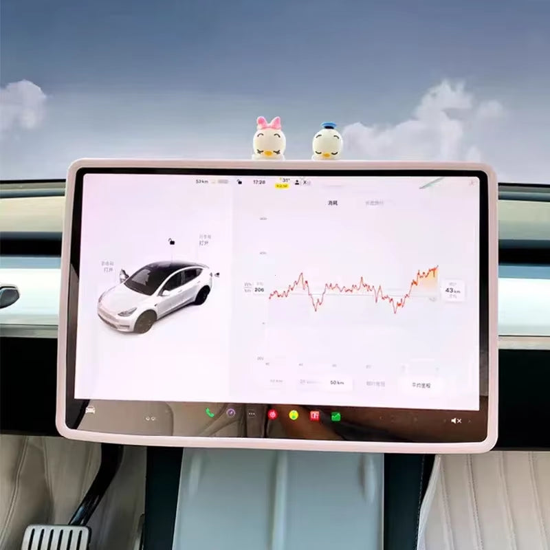 Tesla Model 3/Y Highland Screen Protector with Silicone Frame for Central Control Display Edge Protection