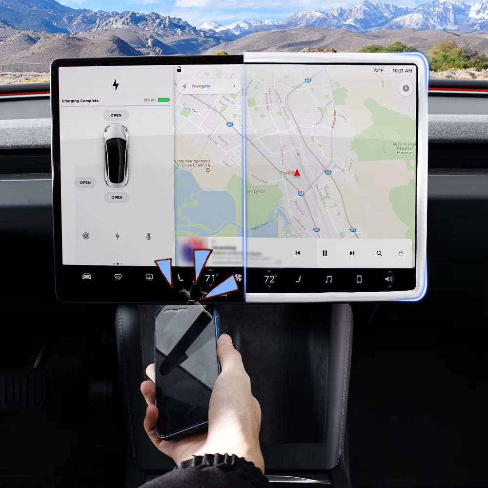 Tesla Model 3/Y Highland Screen Protector with Silicone Frame for Central Control Display Edge Protection