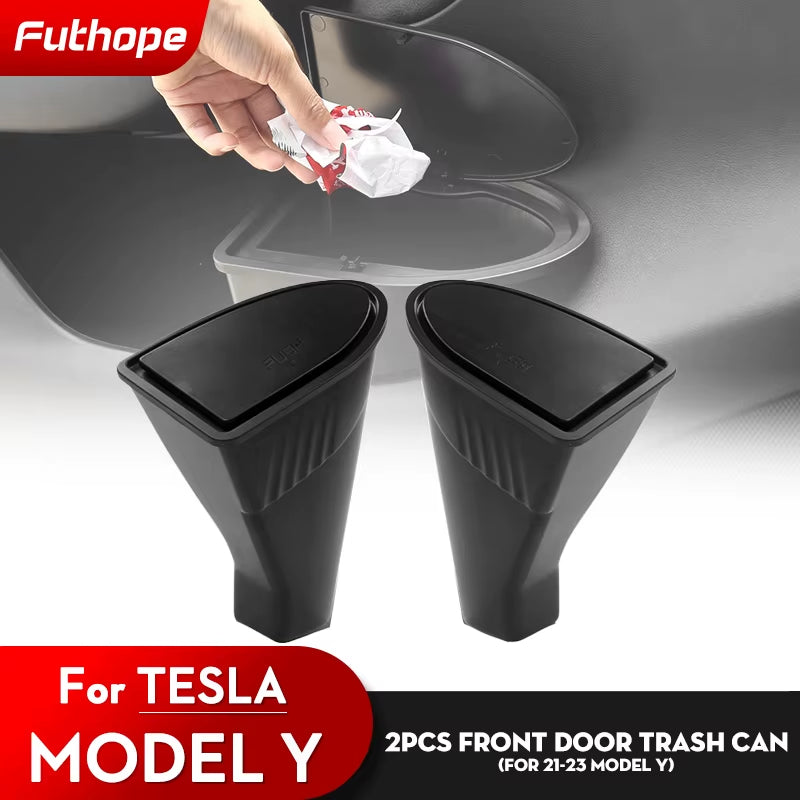 Tesla Model Y Accessories: 2-Pack Door Trash Can and Storage Box (2018-2024)