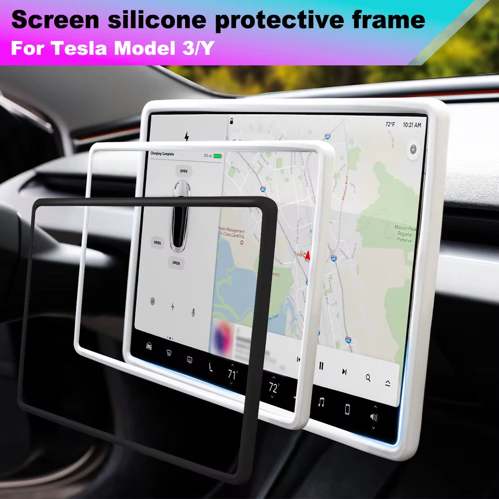 Tesla Model 3/Y Highland Screen Protector with Silicone Frame for Central Control Display Edge Protection