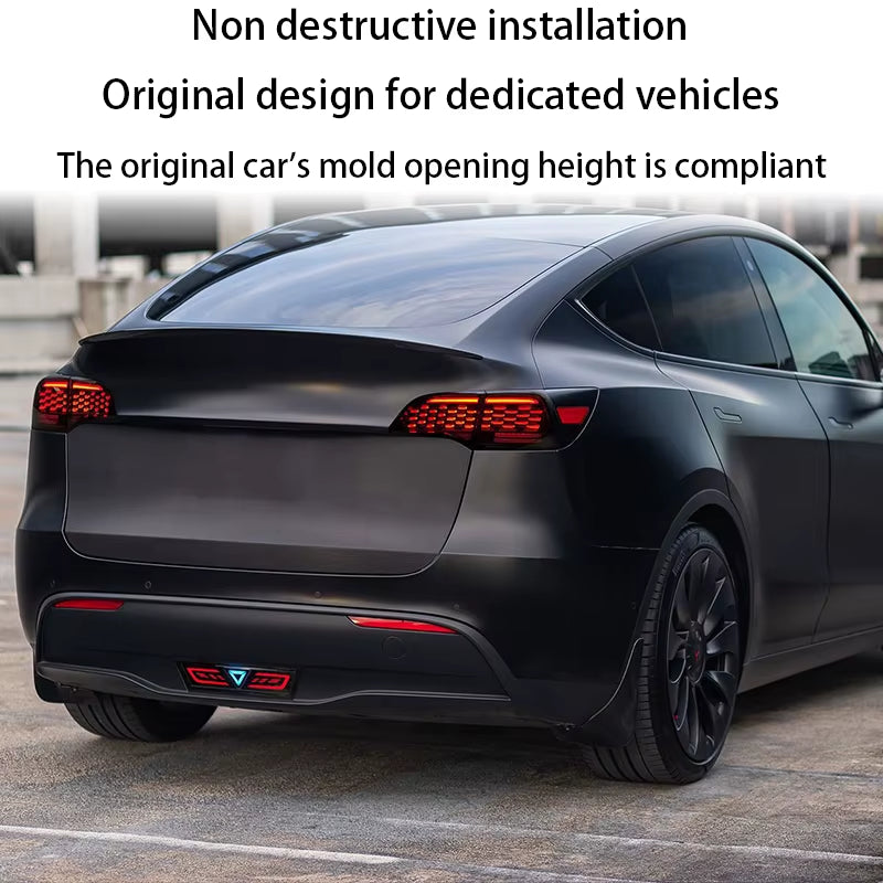 Tesla Model Y Compatible Navigation and Rear Bumper LED Lights with Flowing Turn Signals and Brake Light Modification