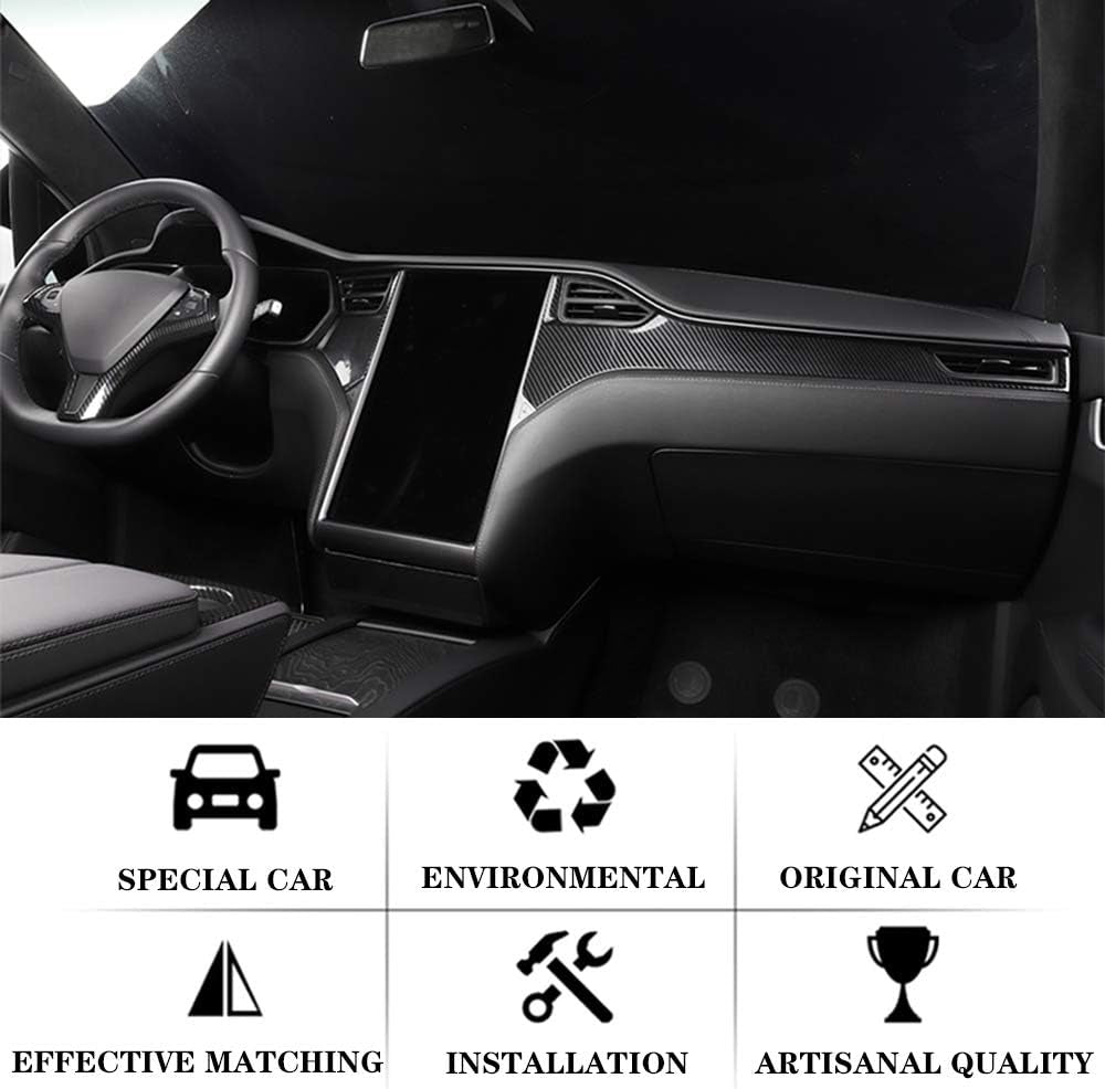 Center Console Dashboard Cover Trim for Tesla Model X Model S 2014-2020 Car Interior Accessories ABS Imitation Carbon Fiber Inner Decoration - Middle Control Trim (Pack of 3)