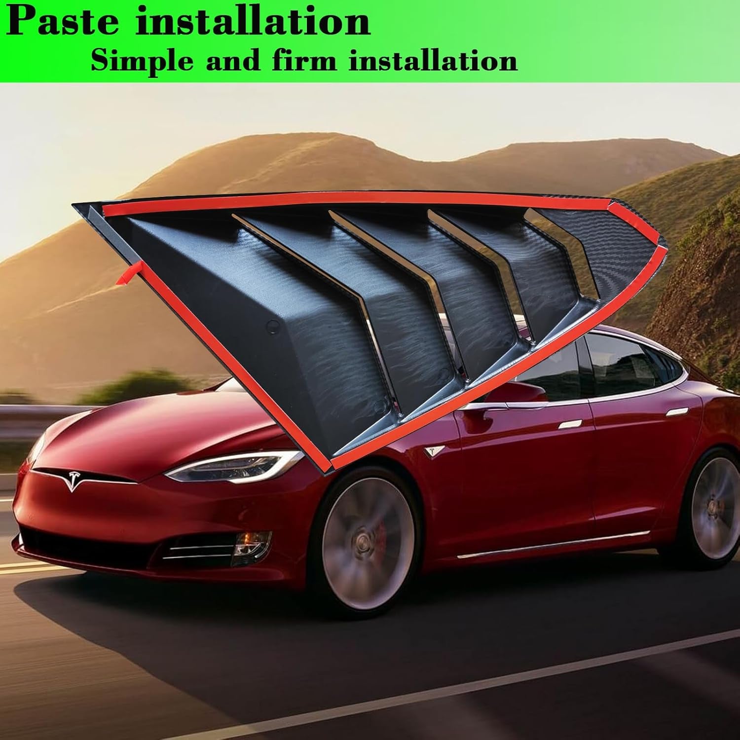 Tesla Model S Glossy Black Rear Side Window Louvers - Sport Style Accessories (2017-2024)