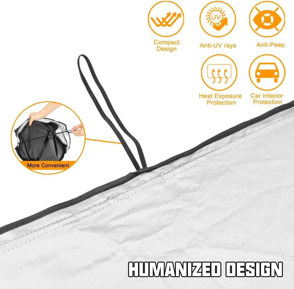 Premium Foldable Sunshade for Tesla Model 3 & Model Y - 210T Double Layer Heat Shield with Elastic Fastening and Storage Bag