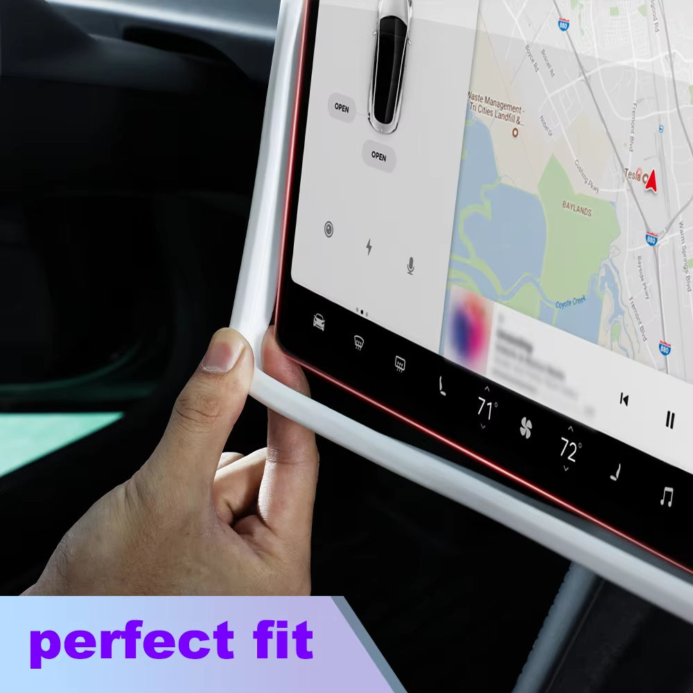 Tesla Model 3/Y Highland Screen Protector with Silicone Frame for Central Control Display Edge Protection