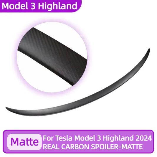 2024 Tesla Model 3 Highland Premium Glossy Carbon Fiber Trunk Spoiler - Matte Finish Accessory