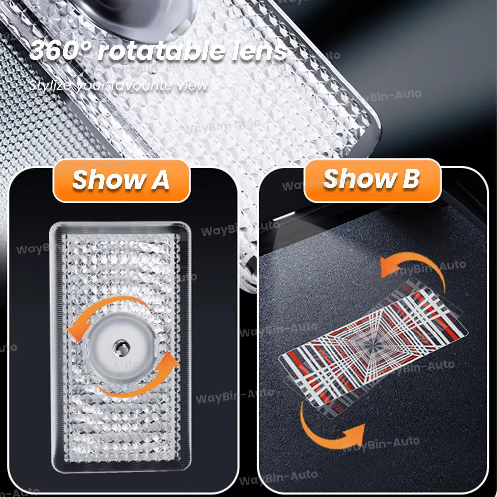 LED Door Lights for Tesla Model 3/Y (2017-2024) - Welcome and Atmosphere Lighting Upgrade with Plaid Spotlights