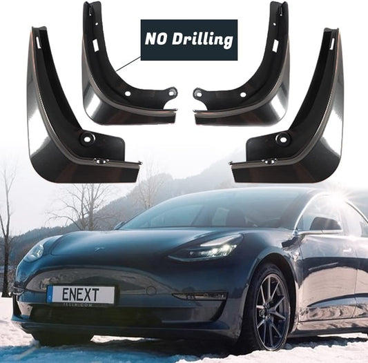 Tesla Model Y (2017-2021) Fender Splash Guard Upgrade Kit - Set of 4, Easy Installation, No Drilling Required