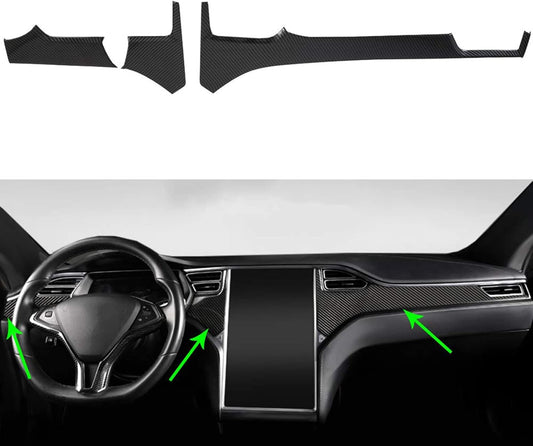 Center Console Dashboard Cover Trim for Tesla Model X Model S 2014-2020 Car Interior Accessories ABS Imitation Carbon Fiber Inner Decoration - Middle Control Trim (Pack of 3)