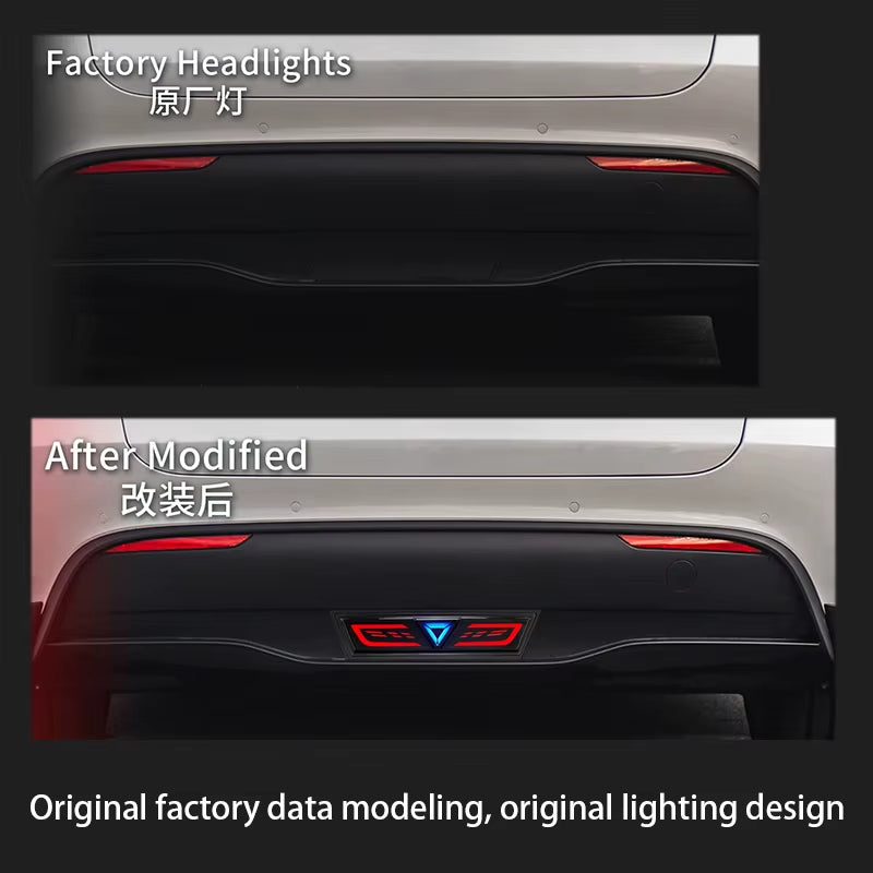 Tesla Model Y Compatible Navigation and Rear Bumper LED Lights with Flowing Turn Signals and Brake Light Modification