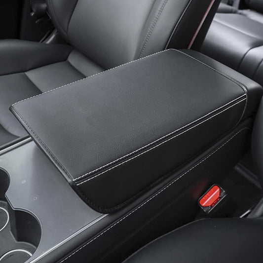 Premium PU Leather Car Armrest Cover for Tesla Model 3/Y - Waterproof Center Console Protector Pad (2017-2024) - Stylish Interior Accessory