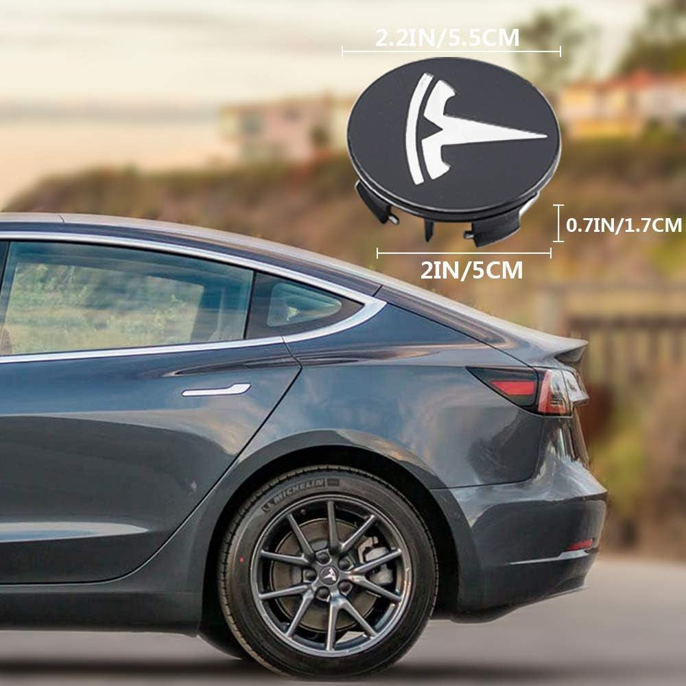 Upgrade Your Tesla with Premium Aero Wheel Center Hub Caps - Set of Tesla Logo Caps & Lug Nut Covers (Silver) for Model 3, S & X