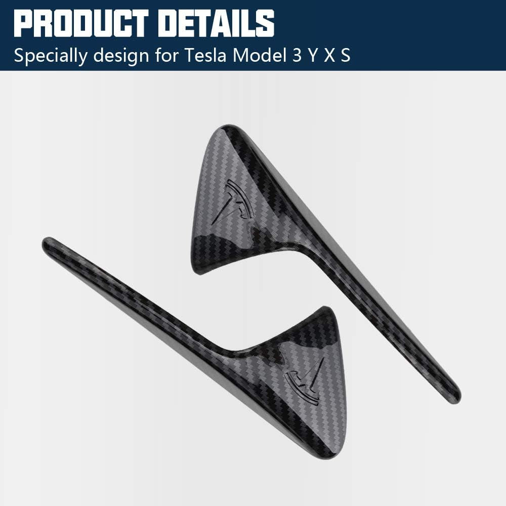 Compatible with Tesla Model 3 Model Y Turn Signal Cover 2019-2021, ABS Plastic Side Marker Indicator Cover Carbon Fiber Cap Camera Mirror Indicator Cover, Glossy Carbon Fiber Cap, 2PCS